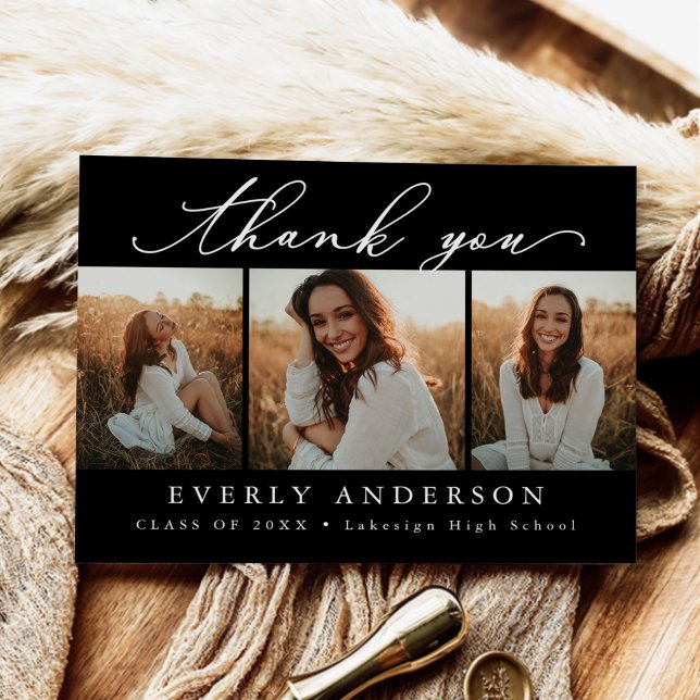 Modernes Script Foto Abschluss Vielen Dank Postkarte (Von Creator hochgeladen)