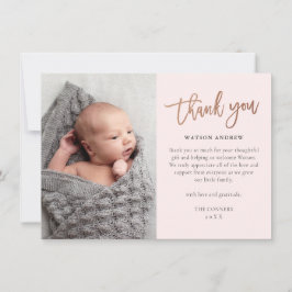 Modernes Script-Foto Baby Dankeskarte