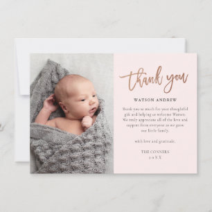 Modernes Script-Foto Baby Dankeskarte