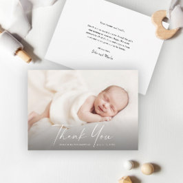 Modernes Script-Foto Baby Dankeskarte