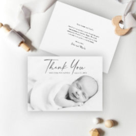 Modernes Script-Foto Baby Dankeskarte