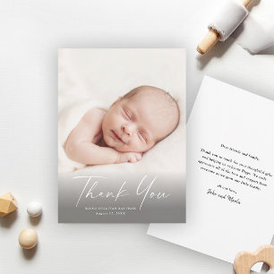 Modernes Script-Foto Baby Dankeskarte