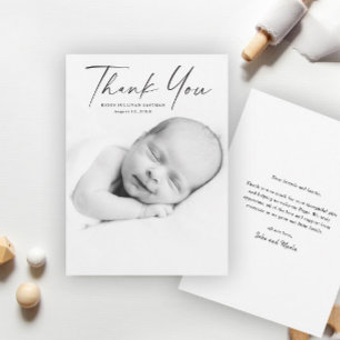 Modernes Script-Foto Baby Dankeskarte