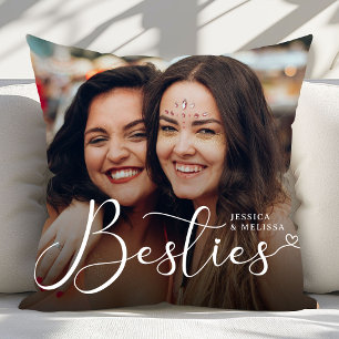Modernes Script-Foto-Besties-Geschenk Kissen