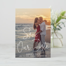 Modernes Script-Foto Elegante Hochzeit Save The Date