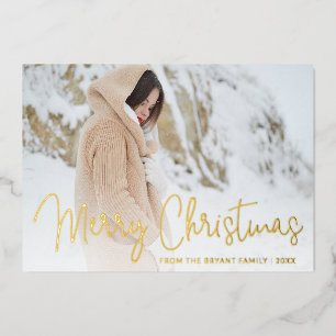 Modernes Script-Foto Elegante Weihnachten Folien Feiertagskarte
