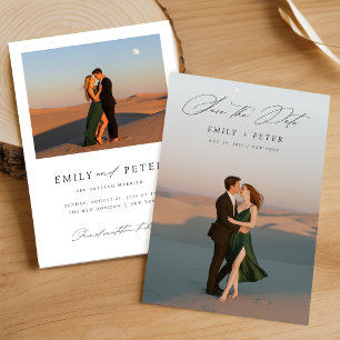 Modernes Script-Foto für Hochzeiten speichern das  Einladung