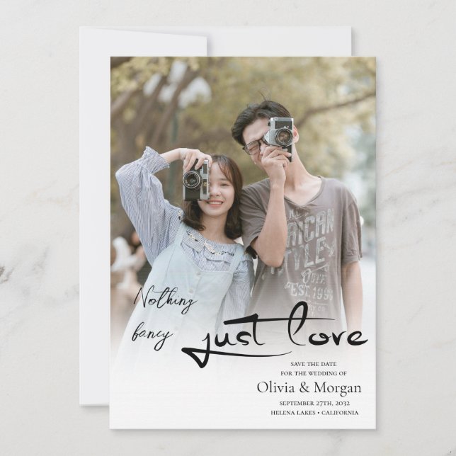 Modernes Script-Foto für Hochzeiten speichern das  Einladung (Vorderseite)