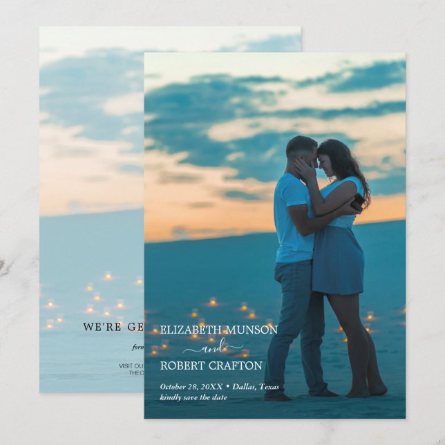Modernes Script-Foto für Hochzeiten speichern das  Save The Date (Vorne/Hinten)