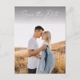 Modernes Script-Foto für Hochzeiten speichern Sie  Ankündigungspostkarte