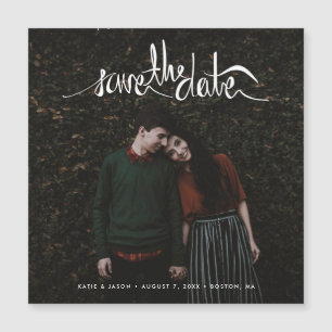 Modernes Script-Foto für Hochzeiten speichern Sie Magnetkarte