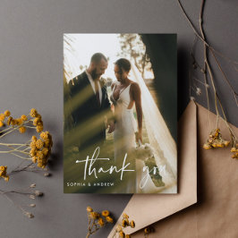 Modernes Script Foto Hochzeit Vielen Dank Postcard Postkarte