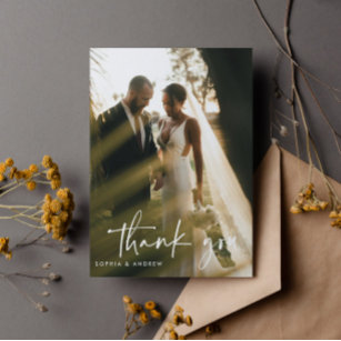 Modernes Script Foto Hochzeit Vielen Dank Postcard Postkarte
