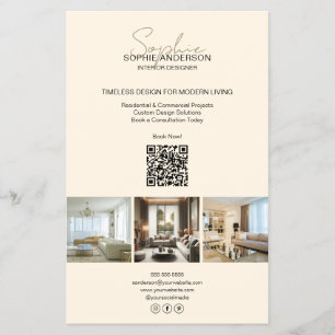 Modernes Script Foto QR Creme Beruflich Business Flyer
