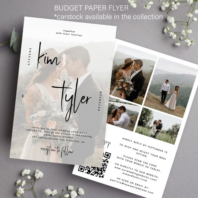 Modernes Script Foto QR Hochzeitseinladung Flyer (Von Creator hochgeladen)