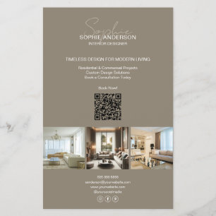 Modernes Script Foto QR Taupe Beruflich Business Flyer