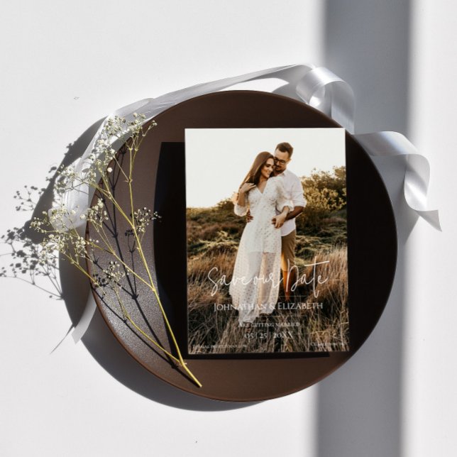 Modernes Script-Foto Save The Date (Modern Photo and Overlay Save the Date)