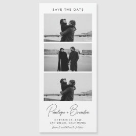 Modernes Script-Foto-Strip Magnetic Wedding Magnetkarte