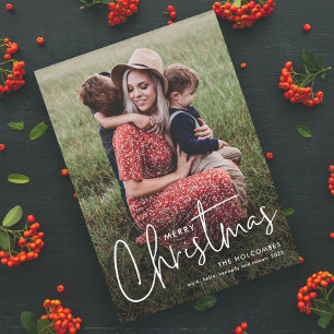 Modernes Script Frohe Weihnachten Einfaches Foto