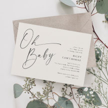 Modernes Script Gender Neutral Oh Baby Dusche