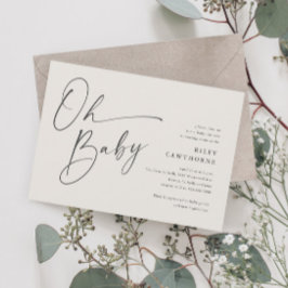 Modernes Script Gender Neutral Oh Baby Dusche Einladung