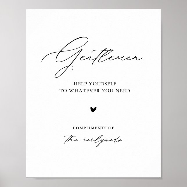 Modernes Script Gentlemen Wedding Bad Sign Poster (Vorne)