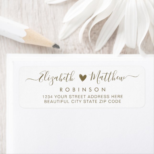 Modernes Script Gold-Hochzeitrücksendesiegel (Insitu)
