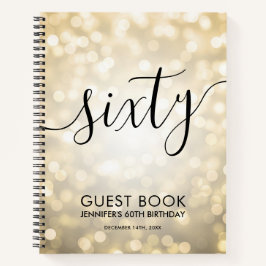 Modernes Script Gold Lights 60. Geburtstag GÄSTEBU Notizbuch