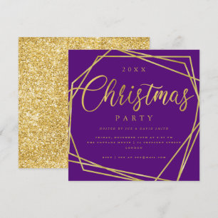 MODERNES Script Gold Lila Frame Party Einladung