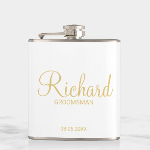 Modernes Script Gold Personalisierter Trauzeuge Flachmann