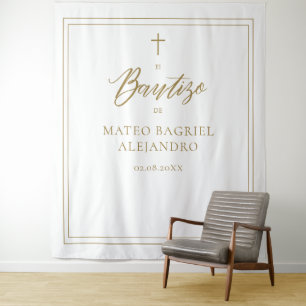 Modernes Script Gold Spanischer Bautizo Hintergrun Wandteppich