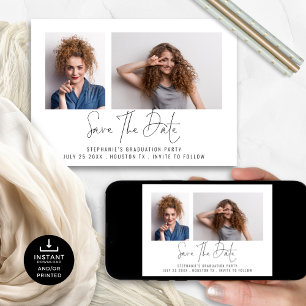Modernes Script Grad 2 Foto Abschluss Save The Date