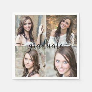 Modernes Script GRADUATE 4 Foto Collage Serviette