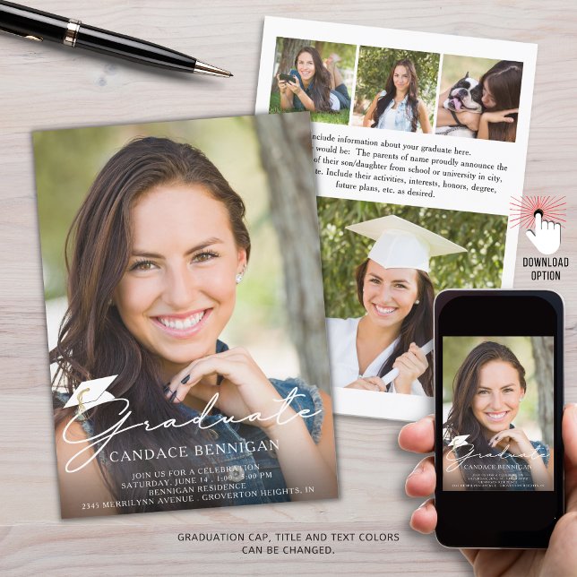Modernes Script Graduate 5 Foto - benutzerdefinier Einladung (Von Creator hochgeladen)