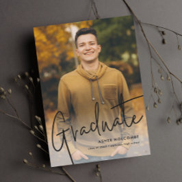 Modernes Script Graduate Einfaches Foto Abschluss Ankündigung