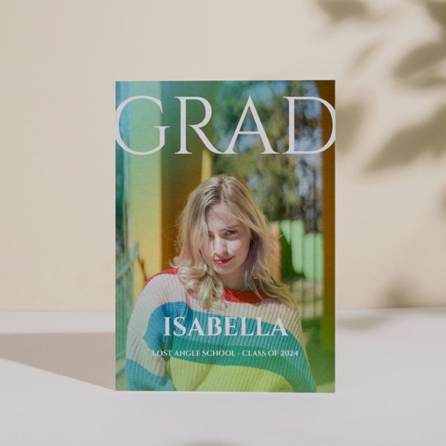 Modernes Script Graduate Einfaches Foto Abschluss Ankündigung (Modern Script Graduate Simple Photo Graduation Announcement)