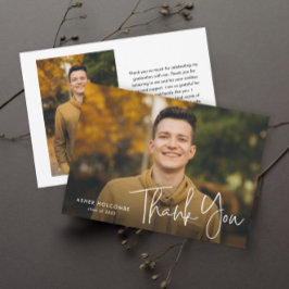 Modernes Script Graduate Einfaches Foto Abschluss Dankeskarte
