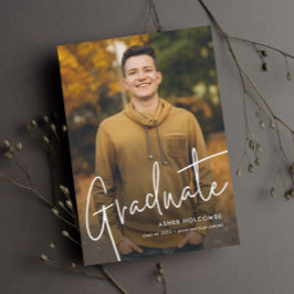 Modernes Script Graduate Einfaches Foto Abschluss Einladung