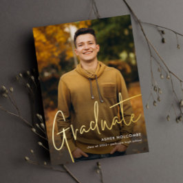 Modernes Script Graduate Einfaches Foto Abschluss Folieneinladung