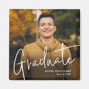 Modernes Script Graduate Einfaches Foto Abschluss Magnet