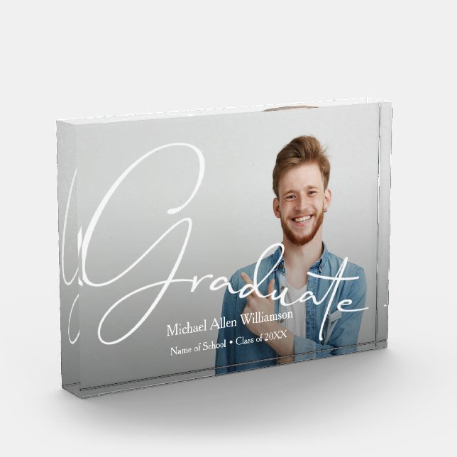 Modernes Script Graduate Foto Block (Links)