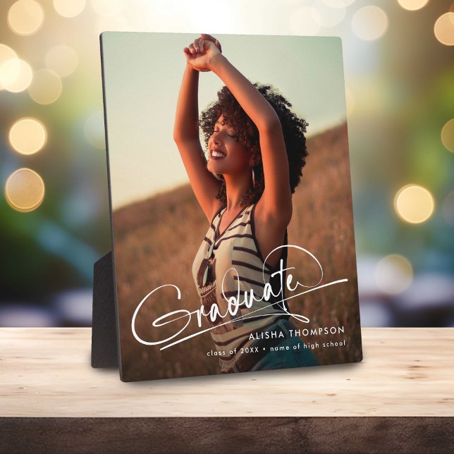 Modernes Script Graduate Foto Geschenk Abschluss Fotoplatte (Von Creator hochgeladen)
