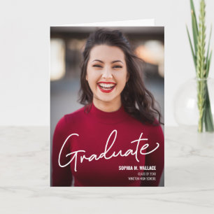 Modernes Script Graduate Foto High School Karte