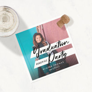 Modernes Script Graduation Party Celebration Foto Serviette