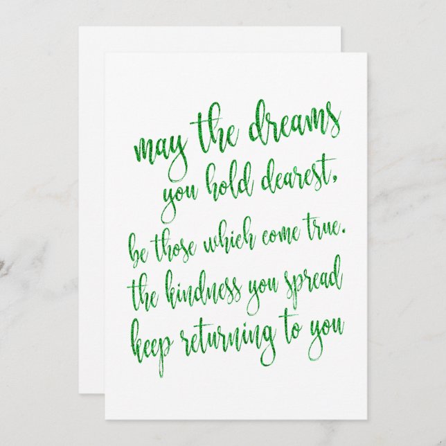 Modernes Script Green Glitzer St Patrick's Day Par Einladung (Vorne/Hinten)