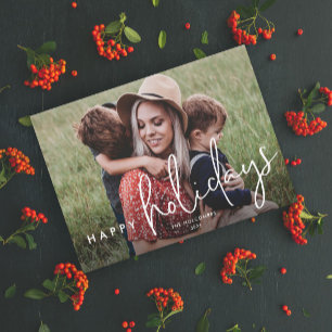 Modernes Script Happy Holidays Einfaches Foto Feiertagskarte