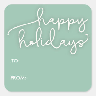 Modernes Script Happy Holidays Geschenksticker Quadratischer Aufkleber