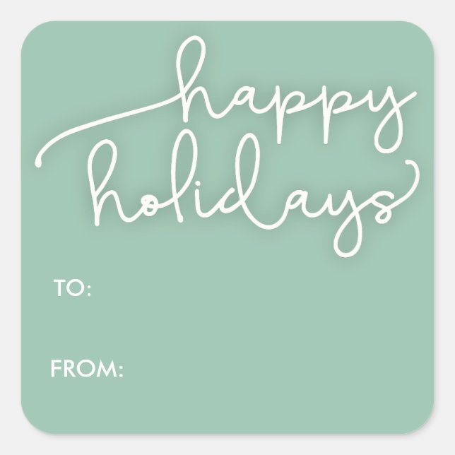 Modernes Script Happy Holidays Geschenksticker Quadratischer Aufkleber (Vorderseite)