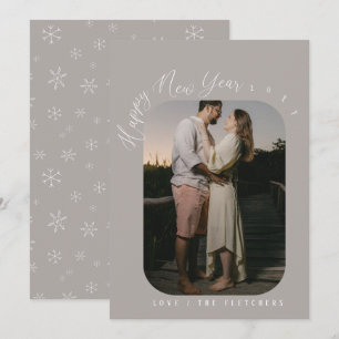 Modernes Script-Happy New Year Foto Feiertagskarte