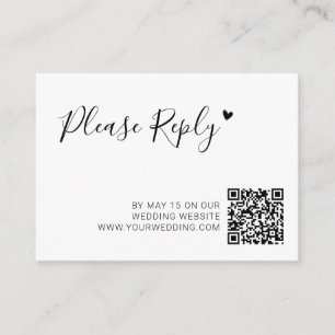 Modernes Script-Herz QR-Code Hochzeitswebsite UAWG Begleitkarte
